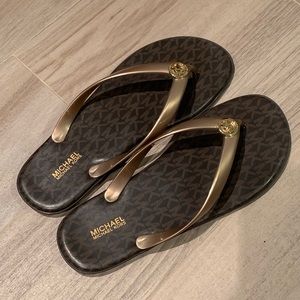 Gold Michael Kors Jet Set Flip Flops - Like New!